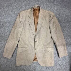 Kenny Rogers Western Collection Circle S Blazer 44L Brwn Wool Blend USA Made VTG